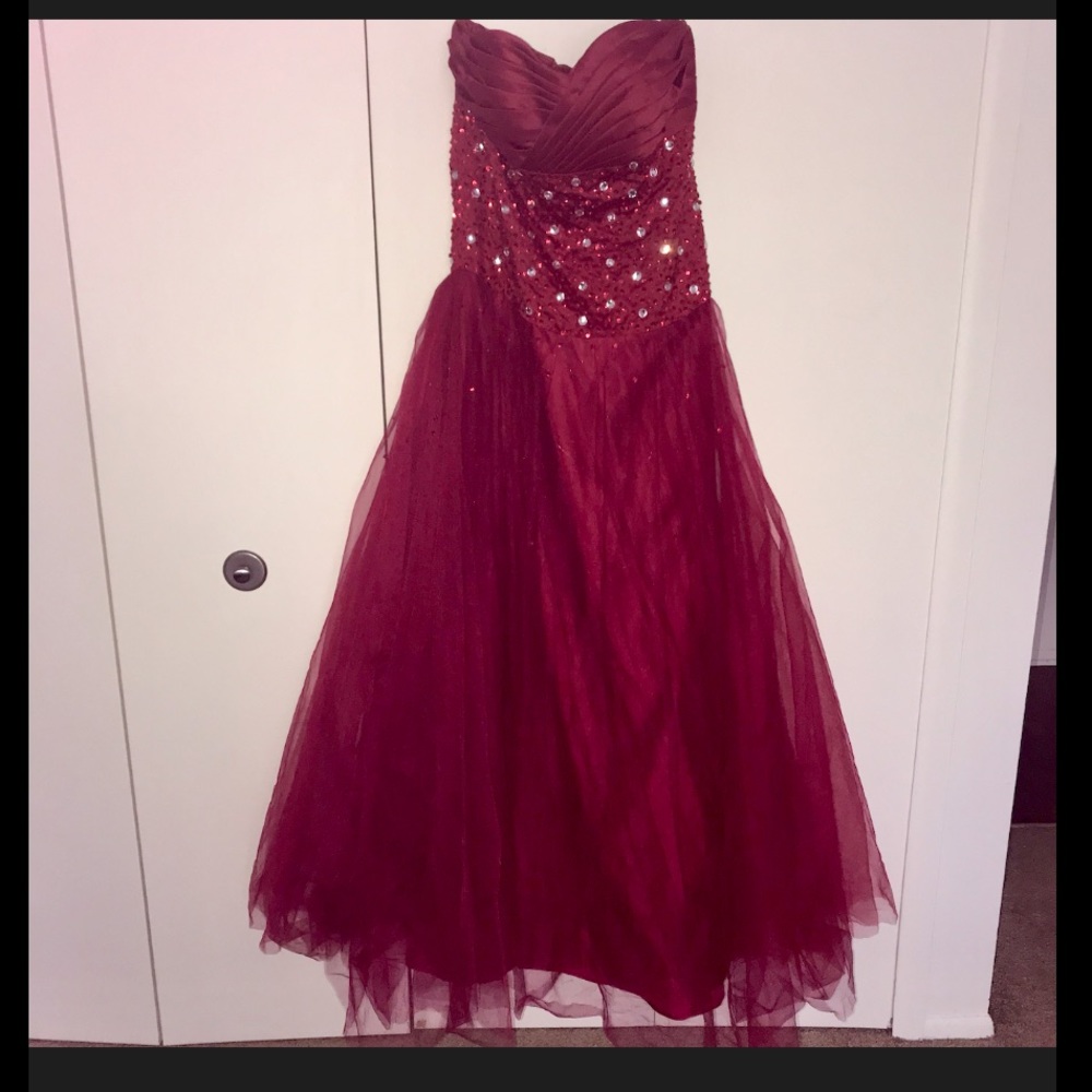 Red Beaded Prom Dress